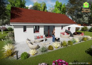 Modèle-de-maison-neuve-actuelle-Amarante-Actuel-toit-rouge-vue-extérieure-de-dos-Maisons-à-Vivre