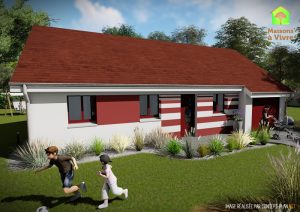 Modèle-de-maison-neuve-actuelle-Amarante-Actuel-toit-rouge-vue-extérieure-de-face-Maisons-à-Vivre